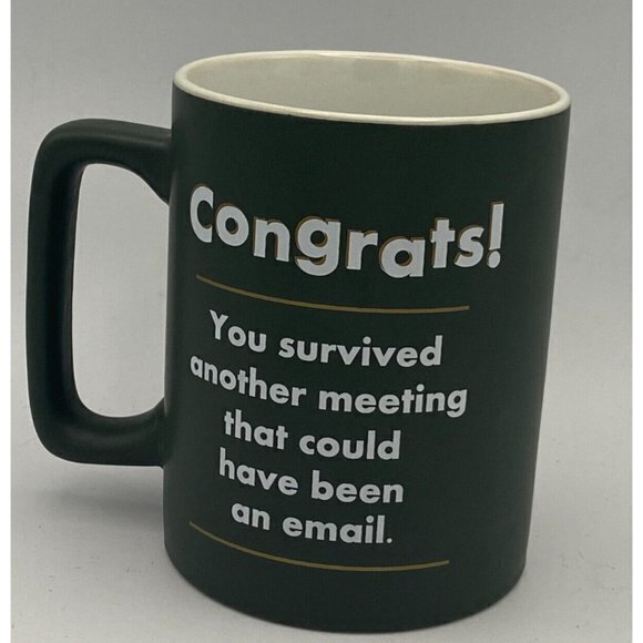 NWOT Clay Art Coffee Mug Congrats You‎ survived another meeting - Picture 1 of 2